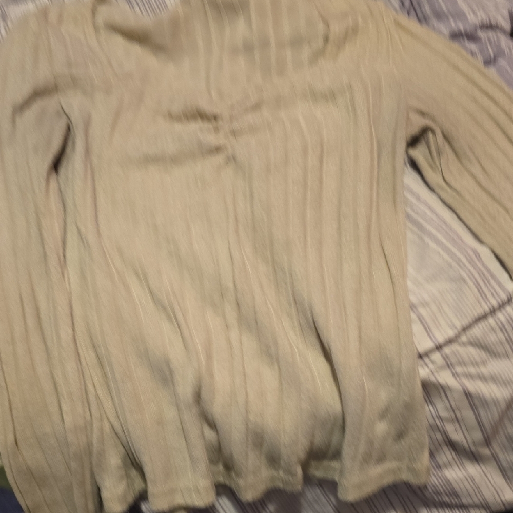 Cream Ribbed Long Sleeve Sweater